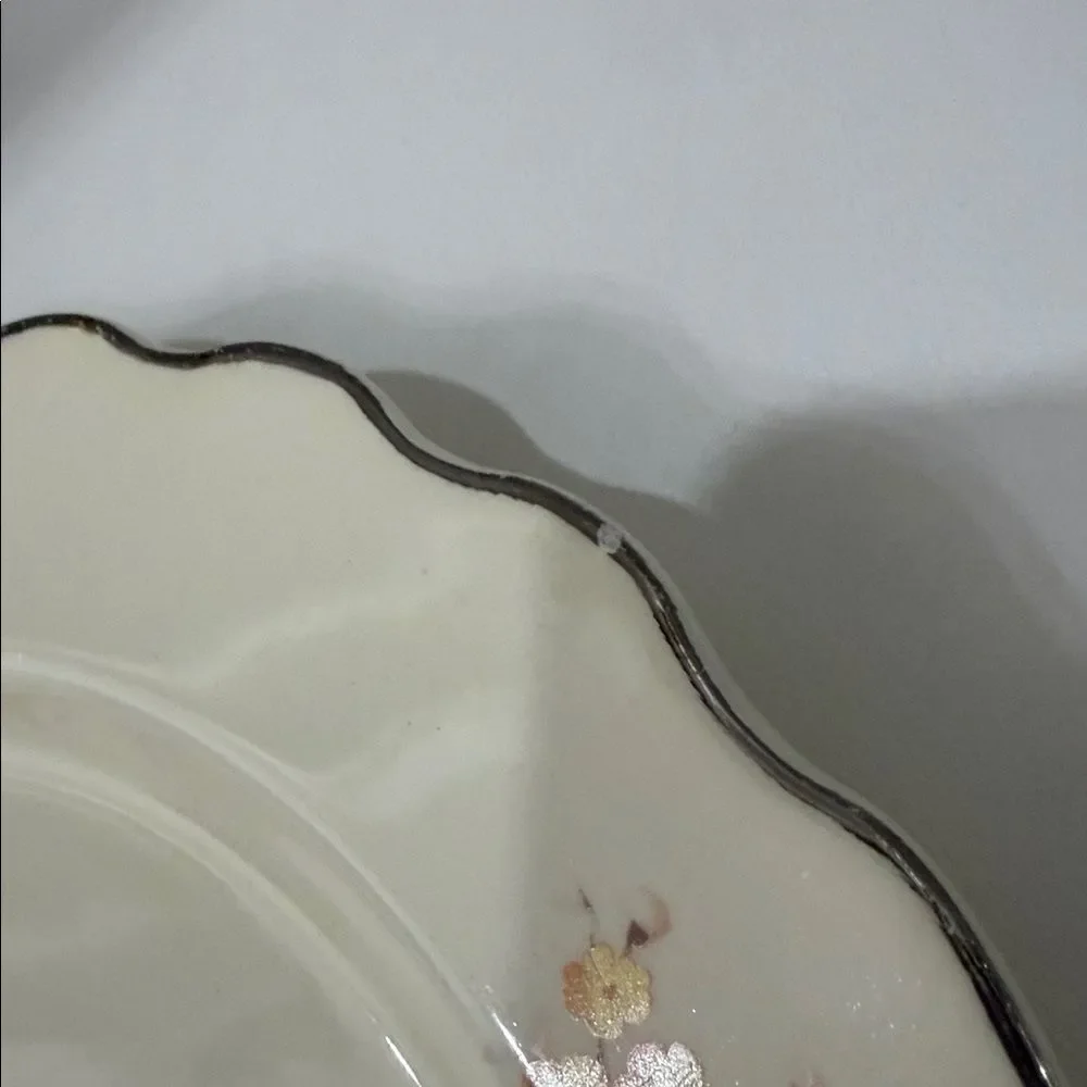 Lido WS George Canarytone Vintage Floral 9 1/2 Inch Dinner Plates Set 2 Made USA